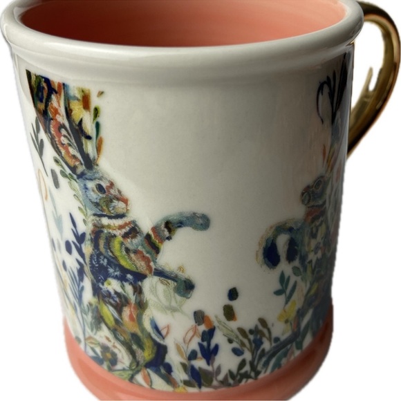 Gold handled Dancing Hares Artist Signed Coffee Mug - Picture 10 of 16